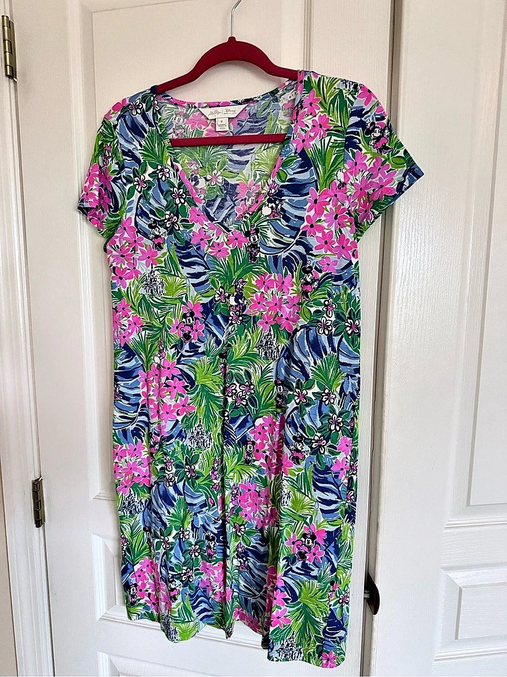 Lilly Pulitzer Disney Dress Floral Minnie Mouse  Green & Pink Small Like New